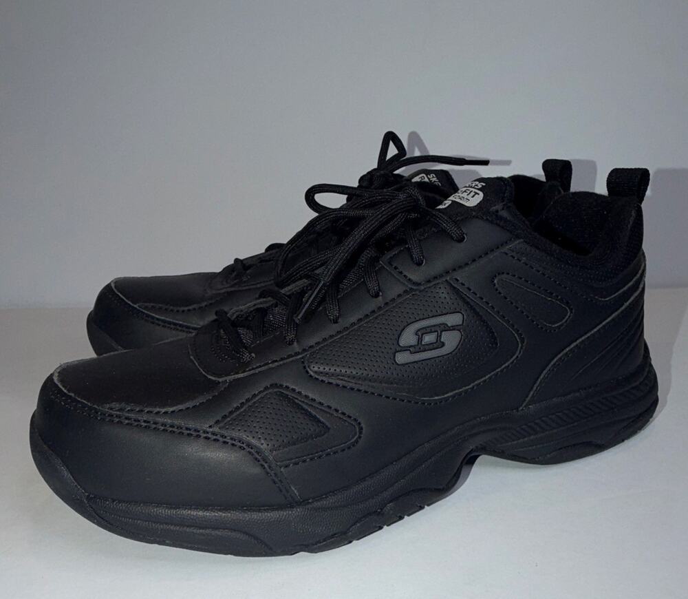 SKECHERS Relaxed Fit Dighton-Bricelyn Black Memory Foam Work Sneakers Womens 8